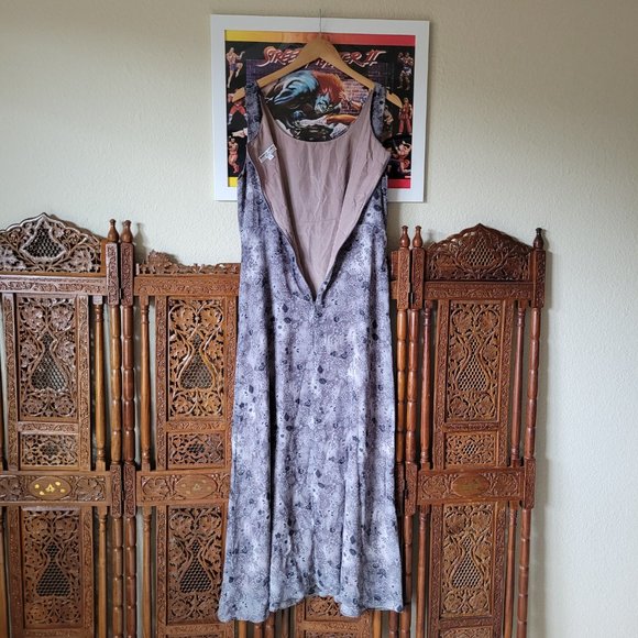 Vintage 90s Maxi Formal Gray Floral Dress - Picture 11 of 11